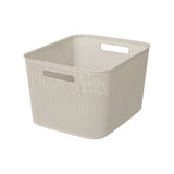 Atmosphera Crochet Linen Storage Basket | Beige, Rattan-Look, Size 19