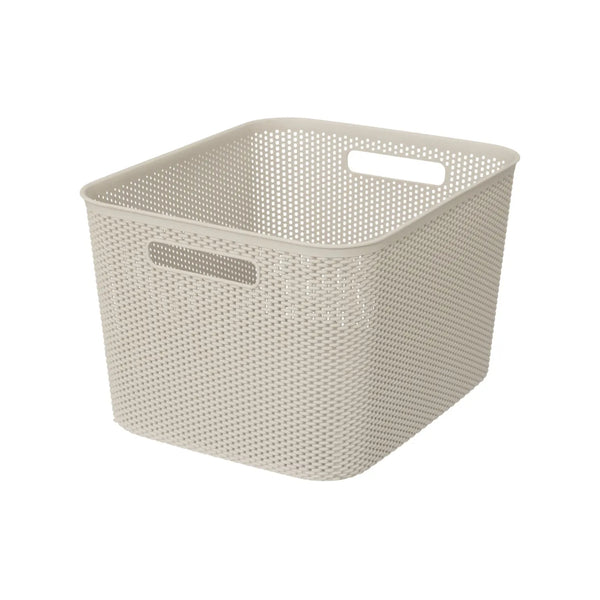 Atmosphera Crochet Linen Storage Basket | Beige, Rattan-Look, Size 19