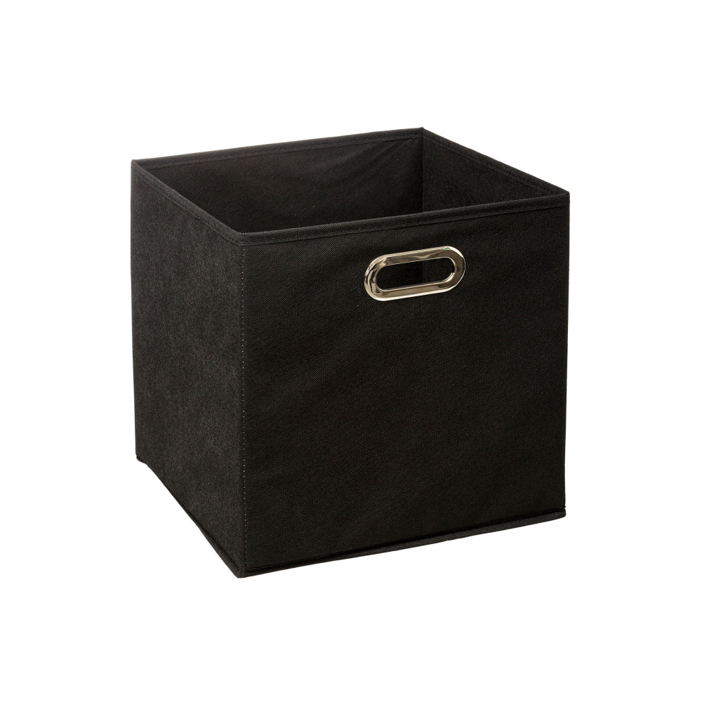 5FIVE Black Fabric Storage Cube | 31 x 31cm, Metal Grommet Handle