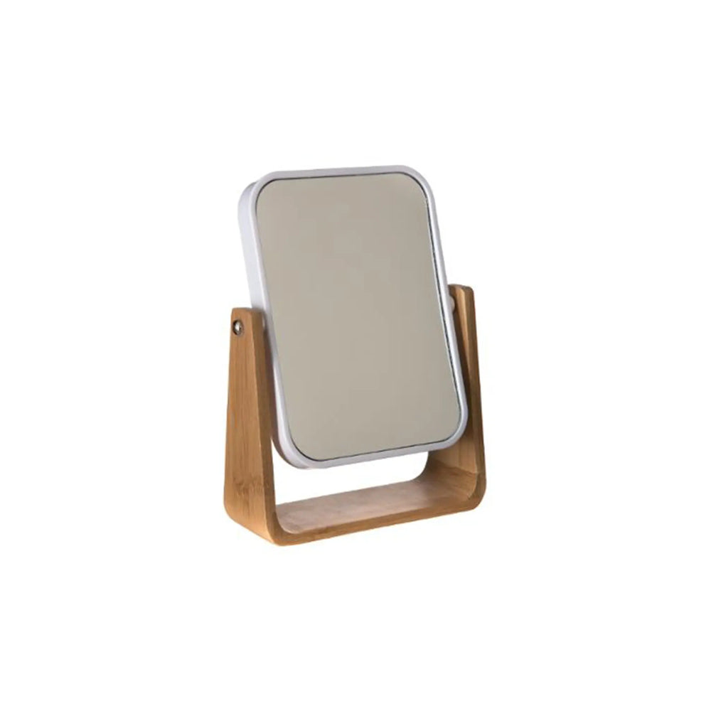5FIVE Natureo White Pivot Tabletop Mirror | Adjustable Tilt, Wood-Look Stand