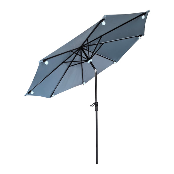 Octagon LED Parasol Dusty Blue | 3m
