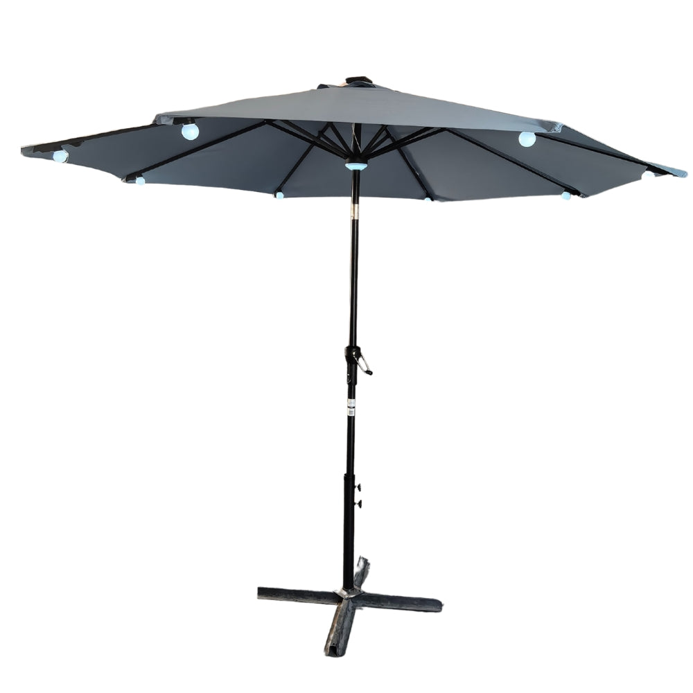 Octagon LED Parasol Dusty Blue | 3m