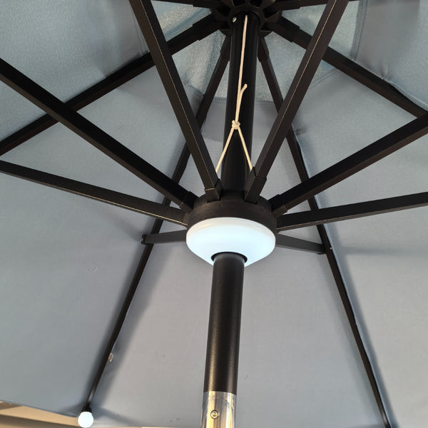 Octagon LED Parasol Dusty Blue | 3m