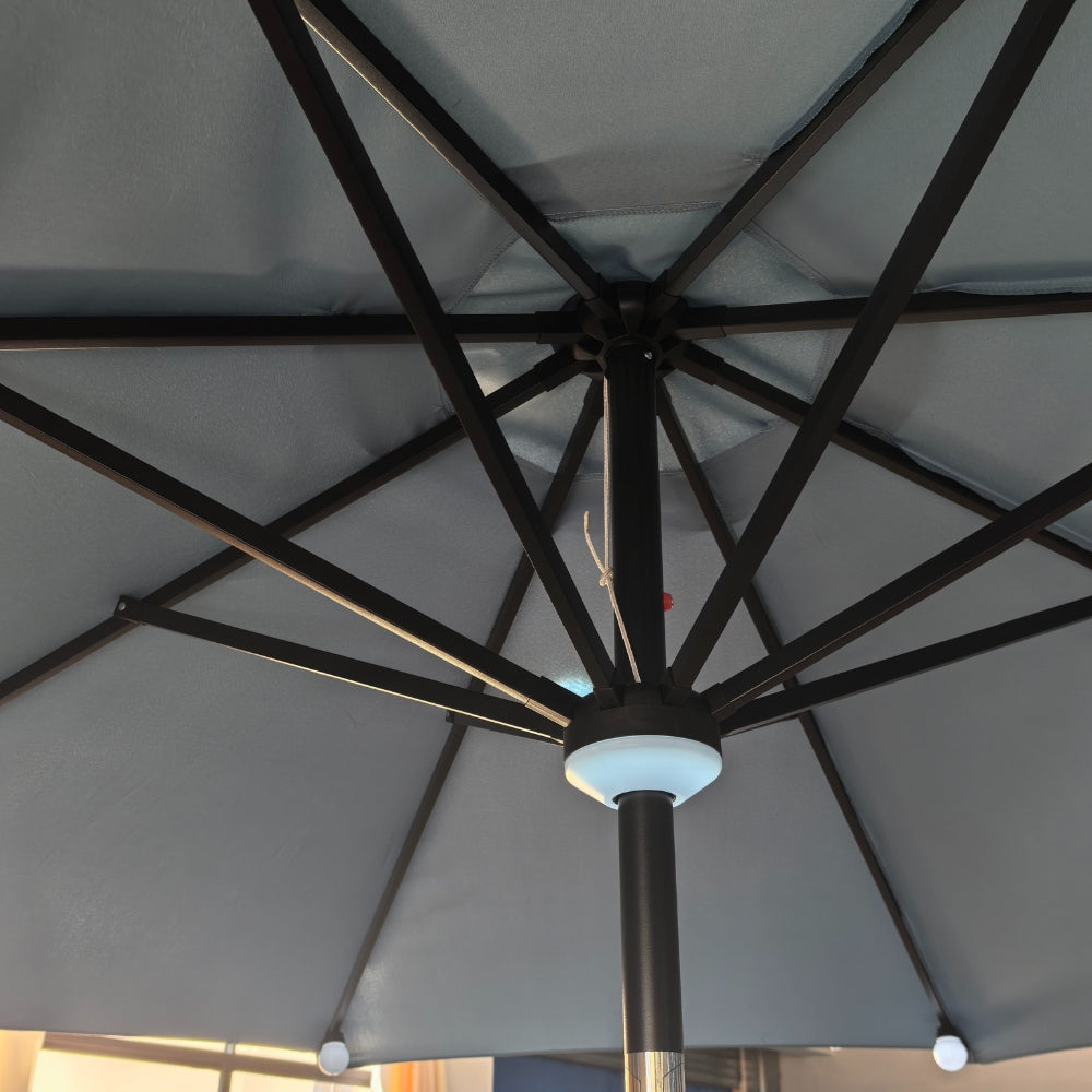 Octagon LED Parasol Dusty Blue | 3m