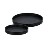 Black Wooden Serving Tray Set | Set of 2 Pieces, Black Wood Kit