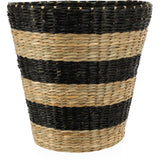 Natural Woven Basket with Black Stripes | 24cm Height Storage