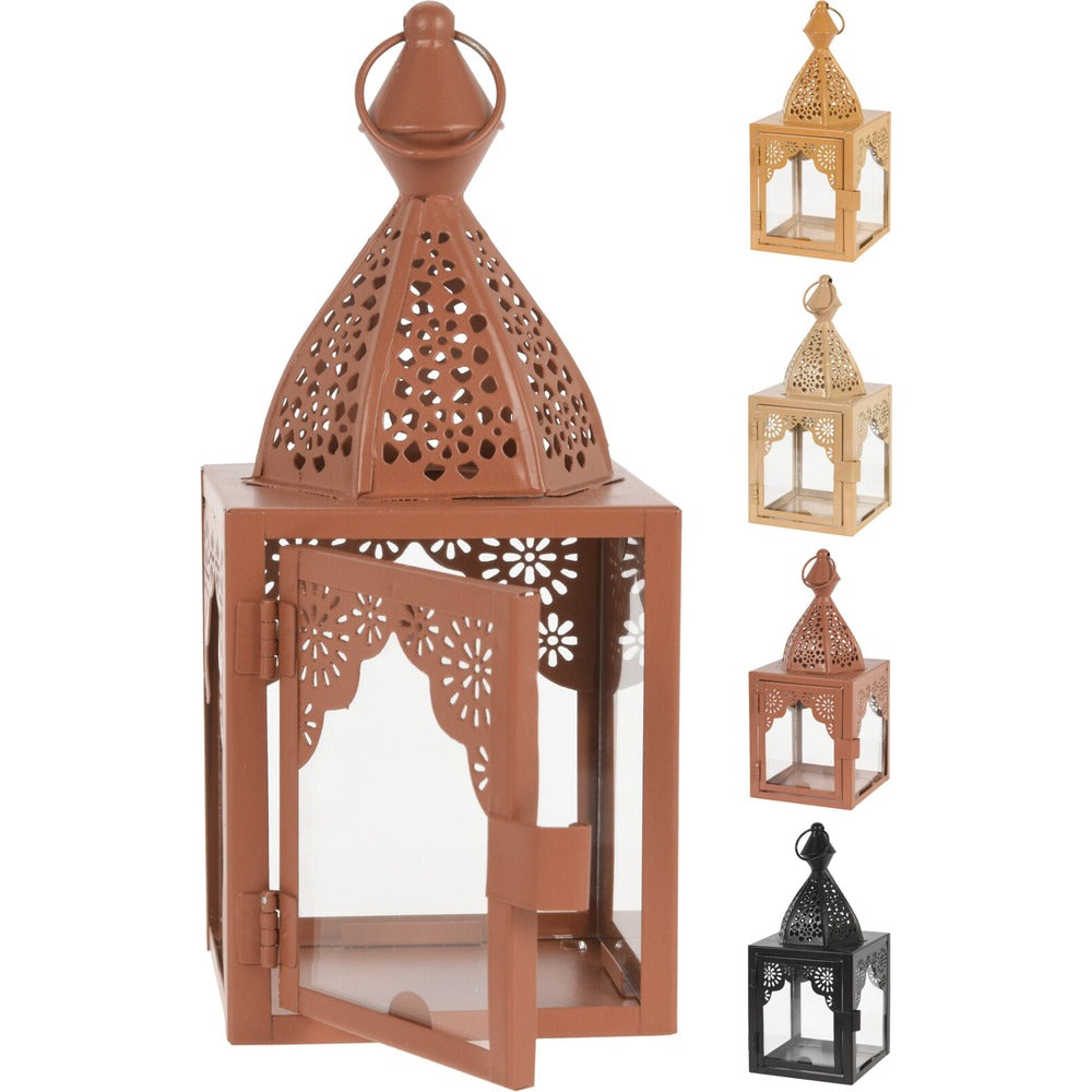 Iron Lantern with Glass Panels | 170cm Decorative Light Holder