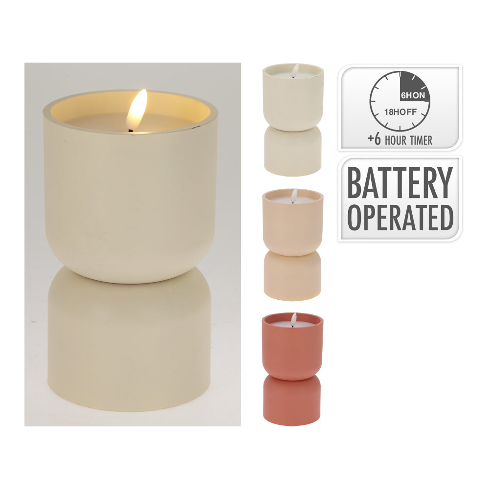 Battery-Operated LED Outdoor Candle | 13cm, 3 Assorted Colours