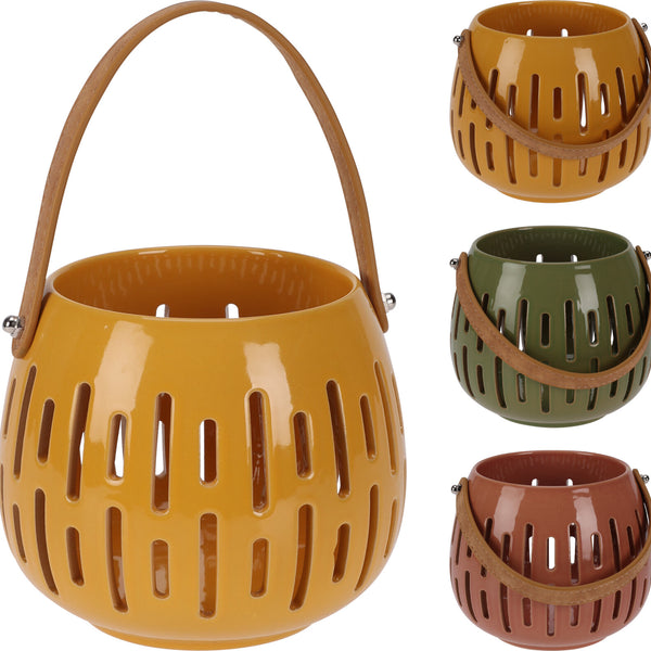 Koopman Ceramic Lantern with PU Handle | 12cm