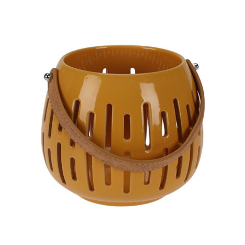 Ceramic Lantern with PU Handle | 12cm
