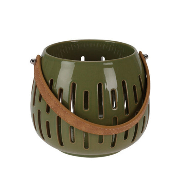 Ceramic Lantern with PU Handle | 12cm