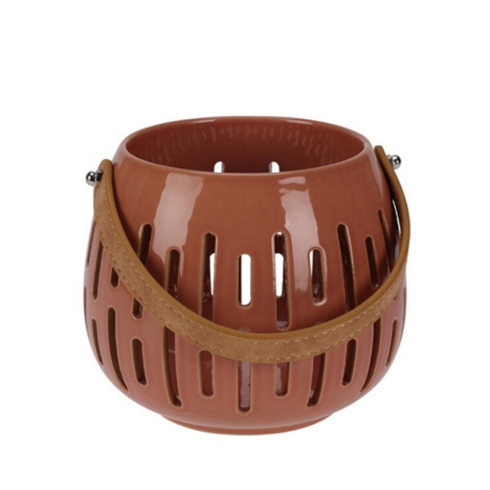 Ceramic Lantern with PU Handle - 12cm