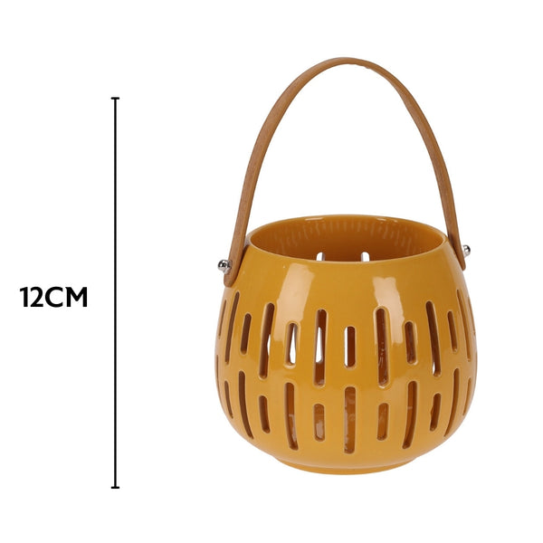 Ceramic Lantern with PU Handle | 12cm