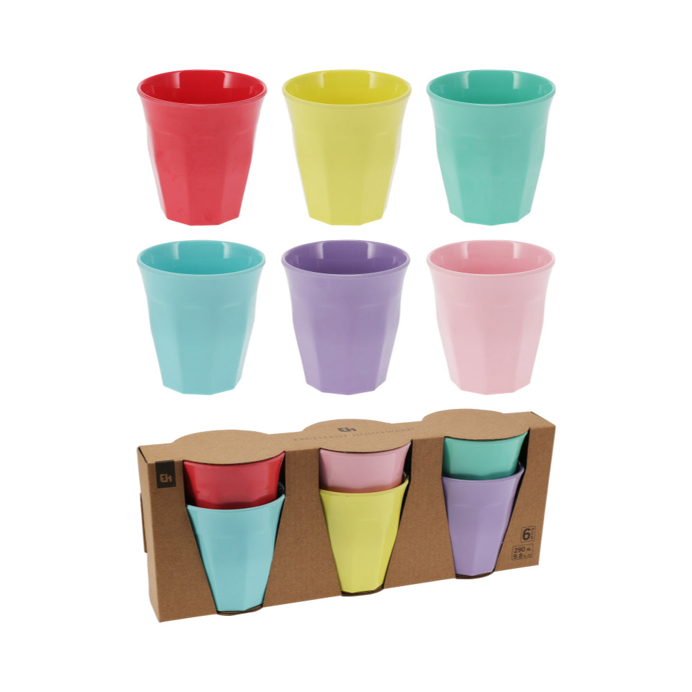 Bright Colour Cup Set Drinking Cups | Pack of 6, Assorted Colours