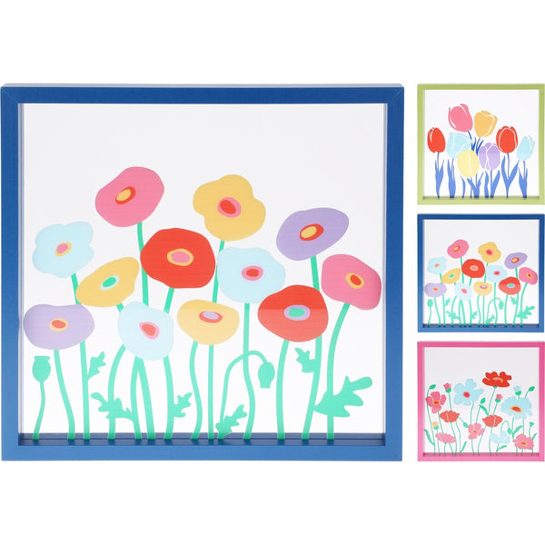 Glass Wall Art Flowers 36cm | Colourful Floral Design