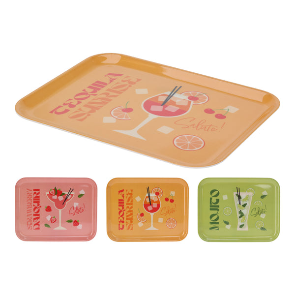 Cocktail Design Serving Tray | 3 Assorted Designs, Bright Colours