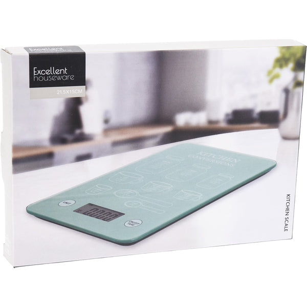 Digital Glass Kitchen Scale with LCD Display | 21.5 x 15cm, Assorted Colours