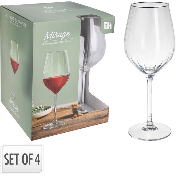 Mirage Red Wine Glasses 50cl | Set of 4 Patterned Glassware