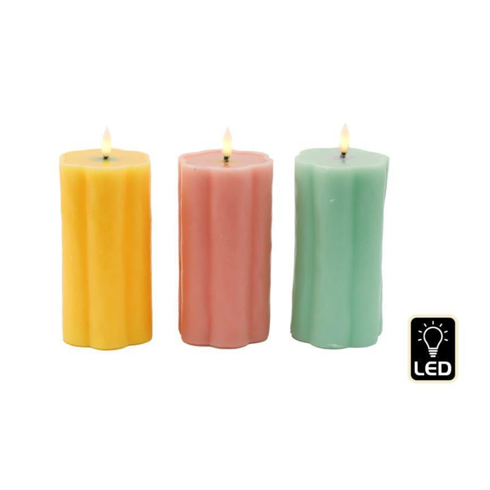 SIL Daisy Shape LED Pillar Candle | 8 x 15cm, Assorted Pastel Colours