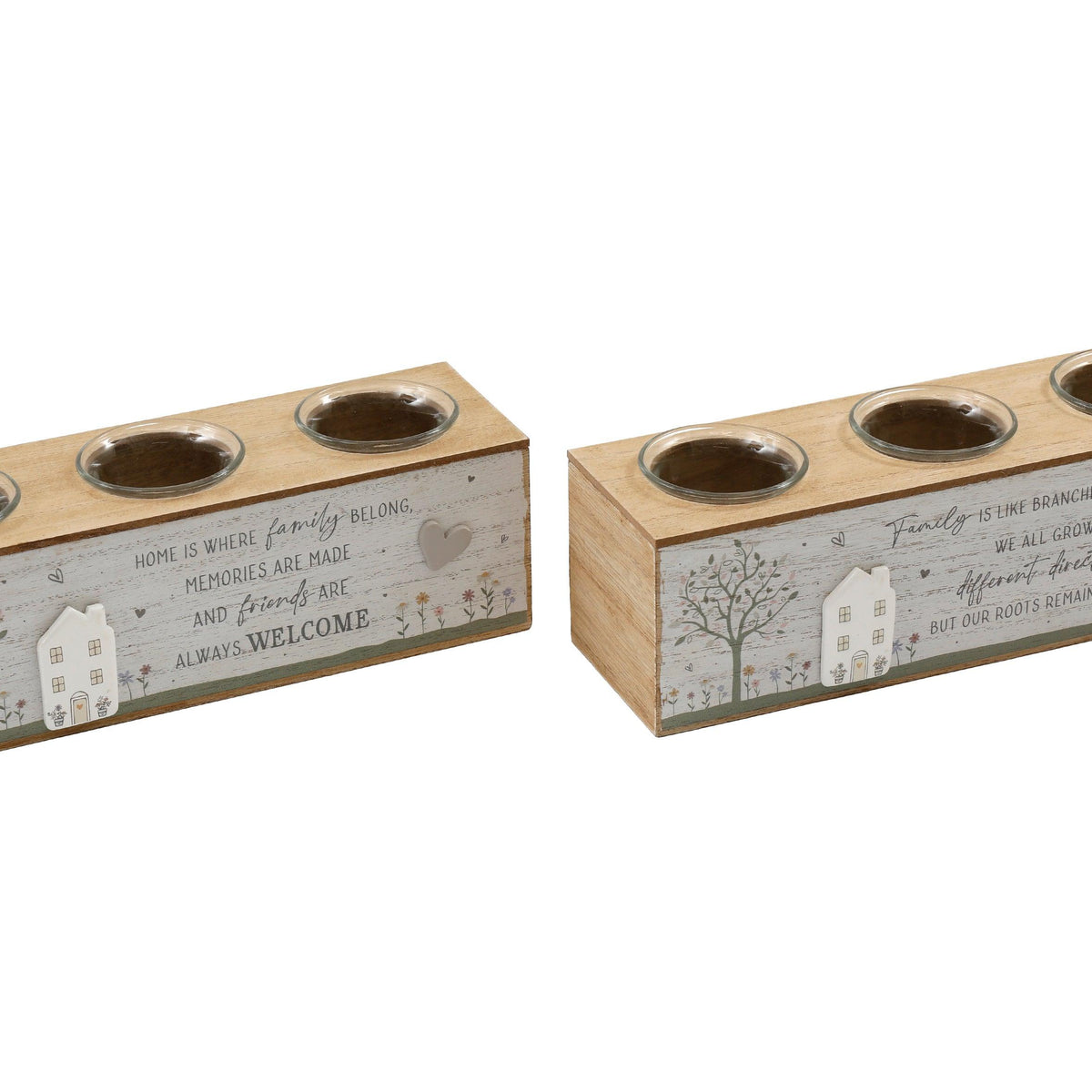SIL Rustic Wood Candleholder with House | 26cm