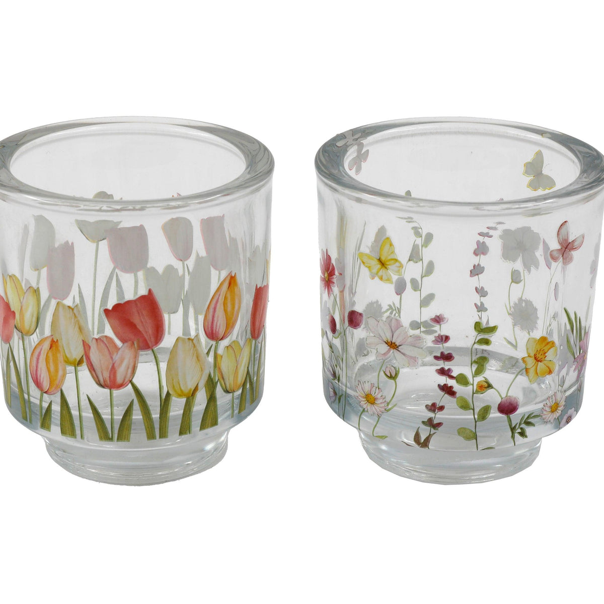 SIL Floral Print Glass Candle Holder | 8.5cm
