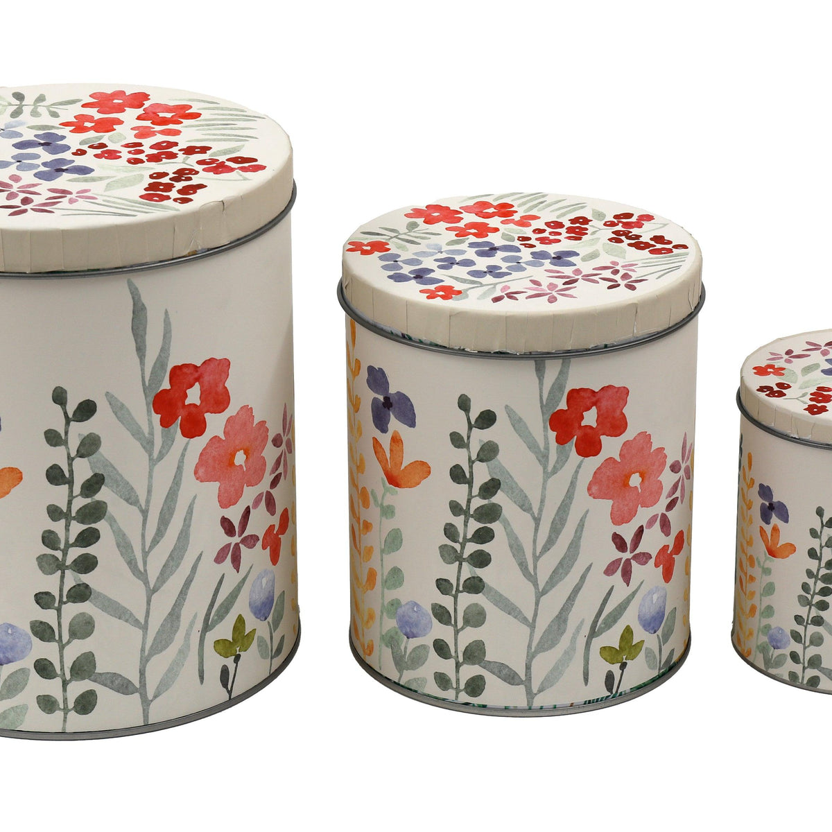 SIL Hand-Painted Floral Round Tins Set | 3 Sizes
