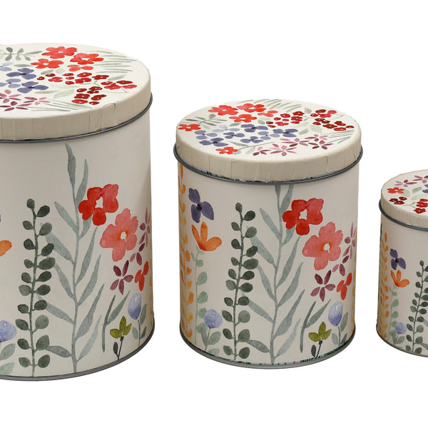 SIL Hand-Painted Floral Round Tins Set | 3 Sizes