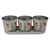 SIL Hand-Painted Floral Metal Planters - Set of 3 - 12cm