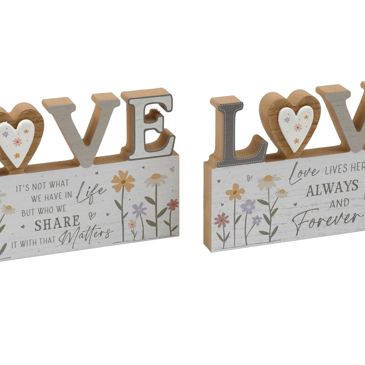 SIL Love Wood Decor | 20x12cm 3D Floral Design