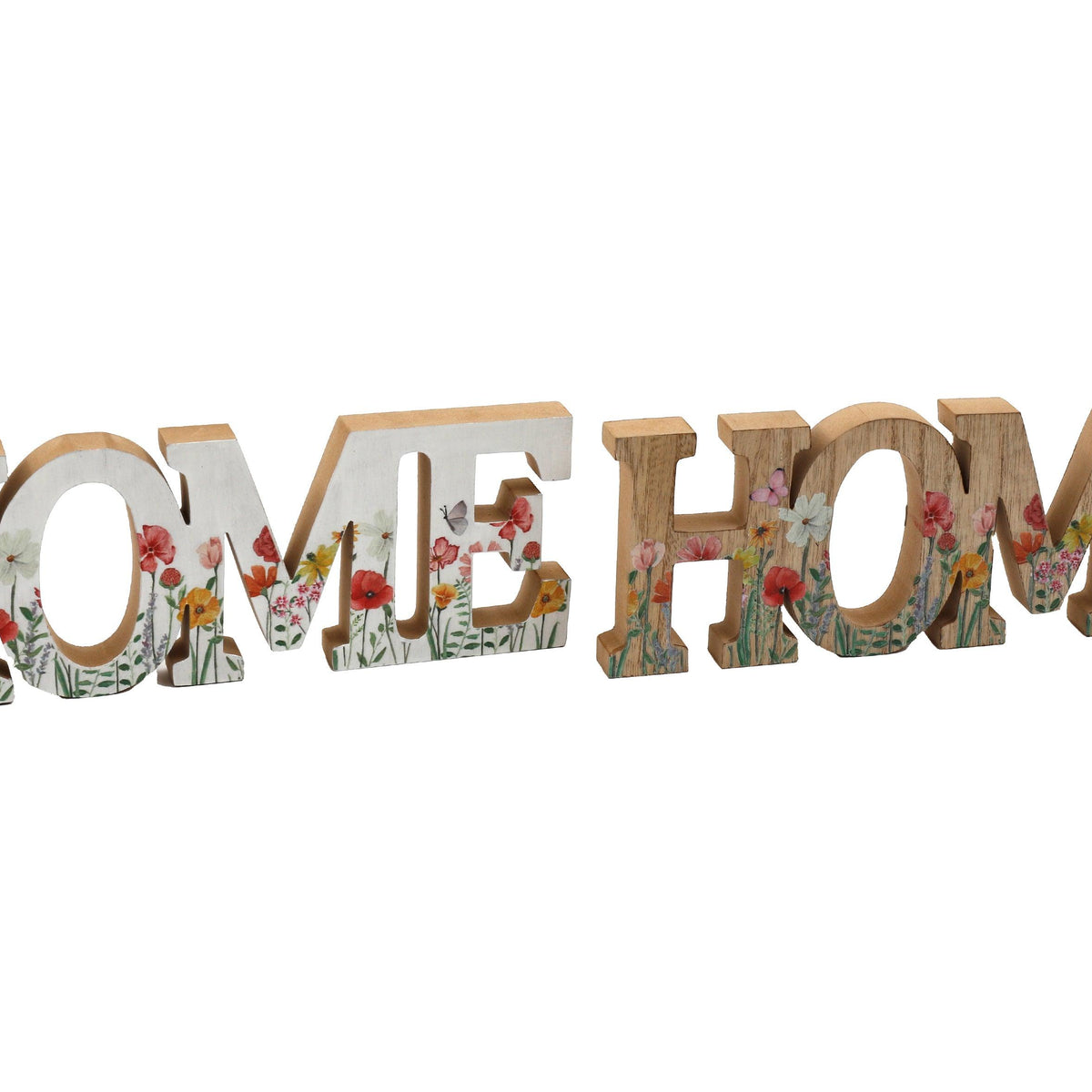 SIL 30cm Floral Printed Home Word Deco | Rustic Wood