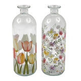 SIL Hand-Painted Floral Print Glass Vase Set | 26.5cm