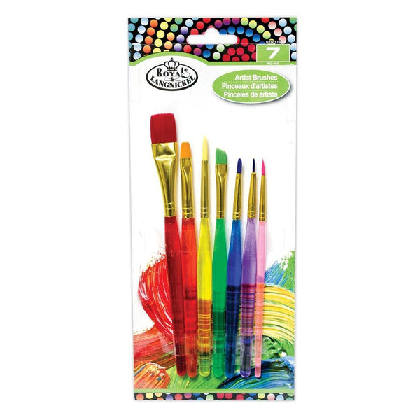 Royal & Langnickel 7 Pc Variety Brush Set | High-Quality Bristles, Vibrant Handles, Gold Ferrules