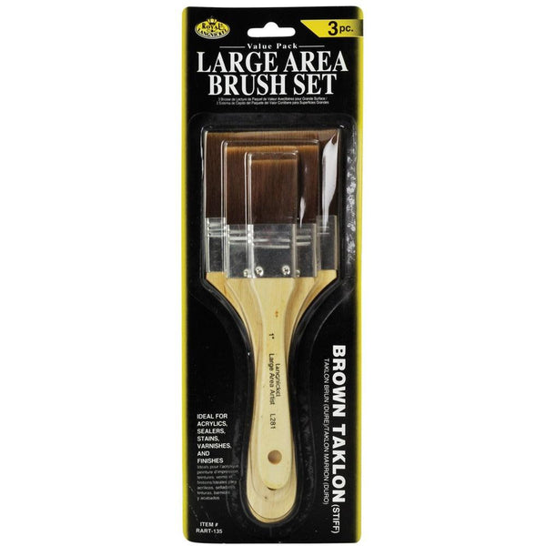 Royal & Langnickel Brown Taklon Large Brush Set | 3 Piece, Suitable for Various Media