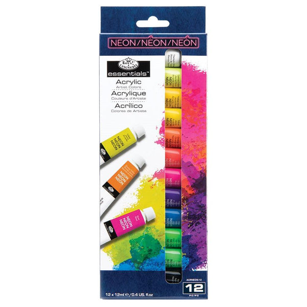 Royal & Langnickel High-Quality Neon Acrylic Paint | 12ml Pack of 12
