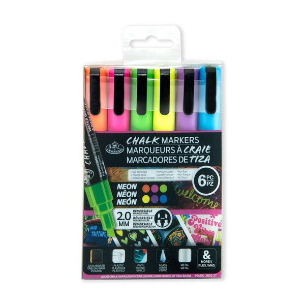 Royal & Langnickel Neon Chalk Artist Markers | 2.0mm Reversible Tip