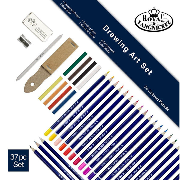 Royal & Langnickel Vibrant Colour Pencil Tin | 37-Piece Art Set
