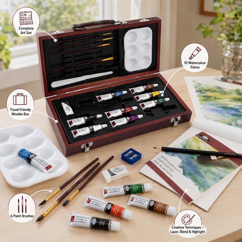 Beginners Boxed Watercolour Painting Art Set - Starter Kit
