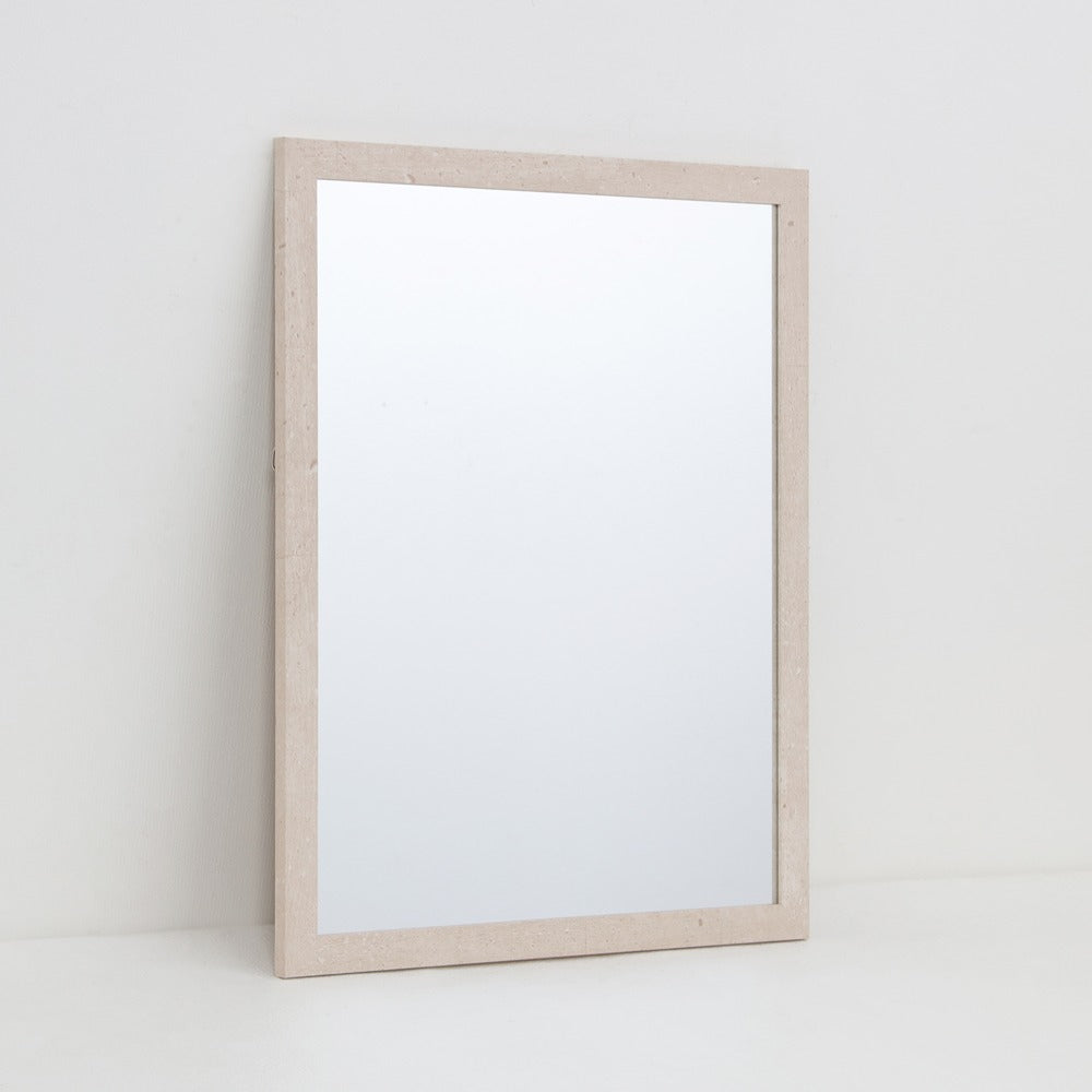 Beige Marble Effect Rectangular Framed Wall Mirror | 40 x 50cm