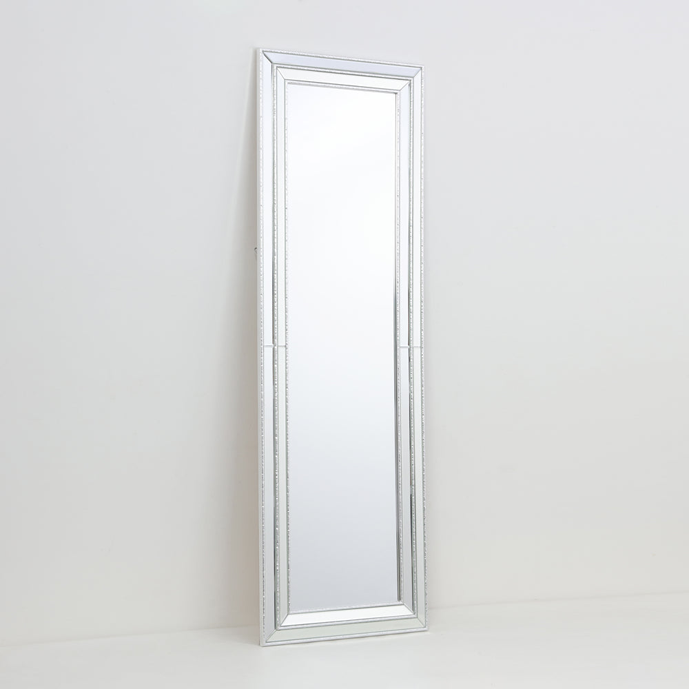 Silver Framed Full-Length Wall Mirror | 30 x 120cm, Bevelled Detail