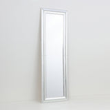 Silver Framed Full-Length Wall Mirror | 30 x 120cm, Bevelled Detail