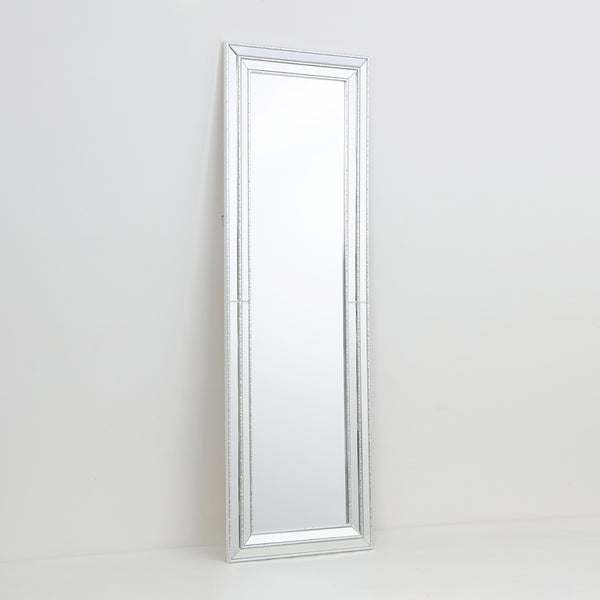 Silver Framed Full-Length Wall Mirror | 30 x 120cm, Bevelled Detail