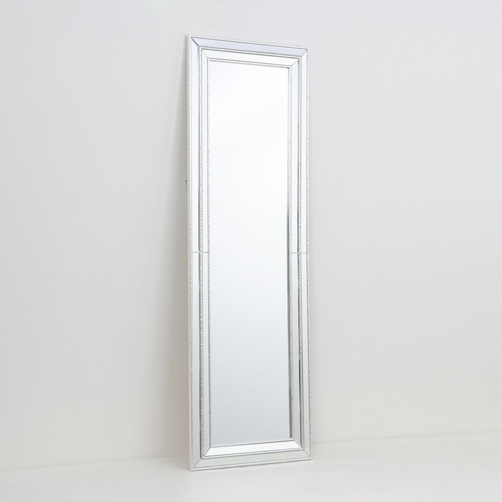 Silver Framed Full-Length Wall Mirror | 30 x 120cm, Bevelled Detail