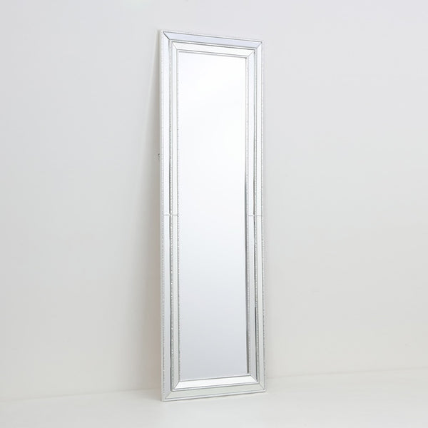 Silver Framed Full-Length Wall Mirror | 30 x 120cm, Bevelled Detail
