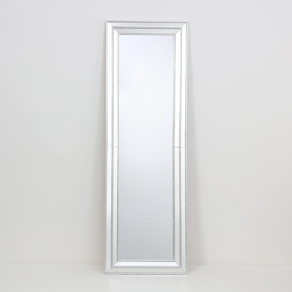 Silver Framed Full-Length Wall Mirror | 30 x 120cm, Bevelled Detail