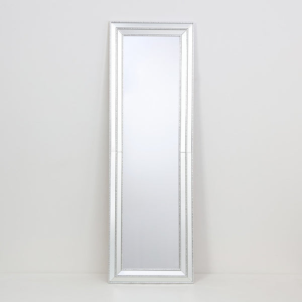 Silver Framed Full-Length Wall Mirror | 30 x 120cm, Bevelled Detail