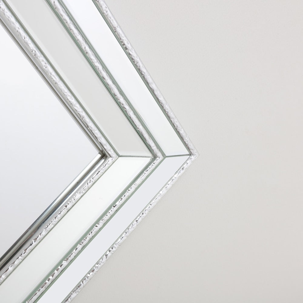 Silver Framed Full-Length Wall Mirror | 30 x 120cm, Bevelled Detail