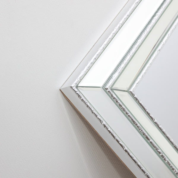 Silver Framed Full-Length Wall Mirror | 30 x 120cm, Bevelled Detail