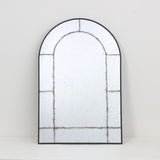 Arched Black Antiqued Aluminium Window Wall Mirror | 60 x 90cm
