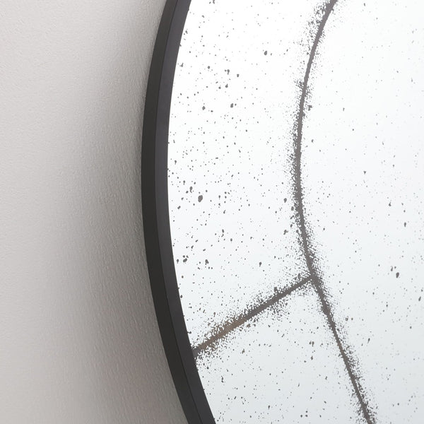 Arched Black Antiqued Aluminium Window Wall Mirror | 60 x 90cm
