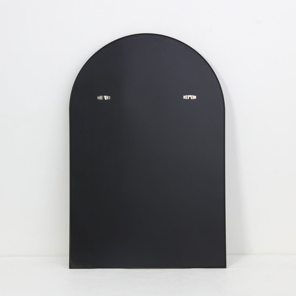 Arched Black Antiqued Aluminium Window Wall Mirror | 60 x 90cm